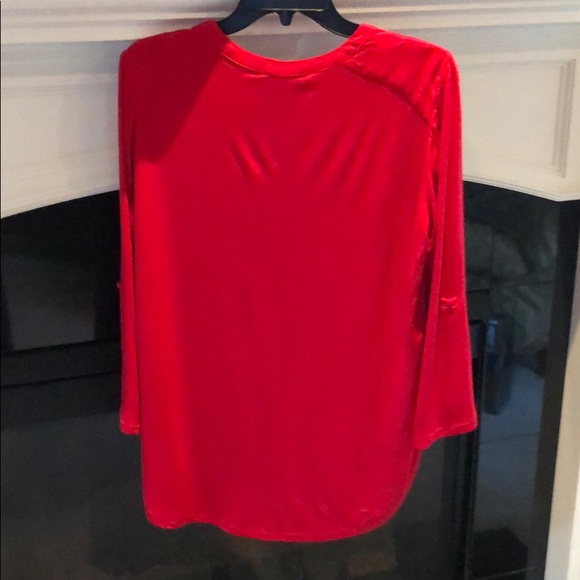 Pleione XL Petite long sleeve blouse top red XLP - Picture 4 of 5